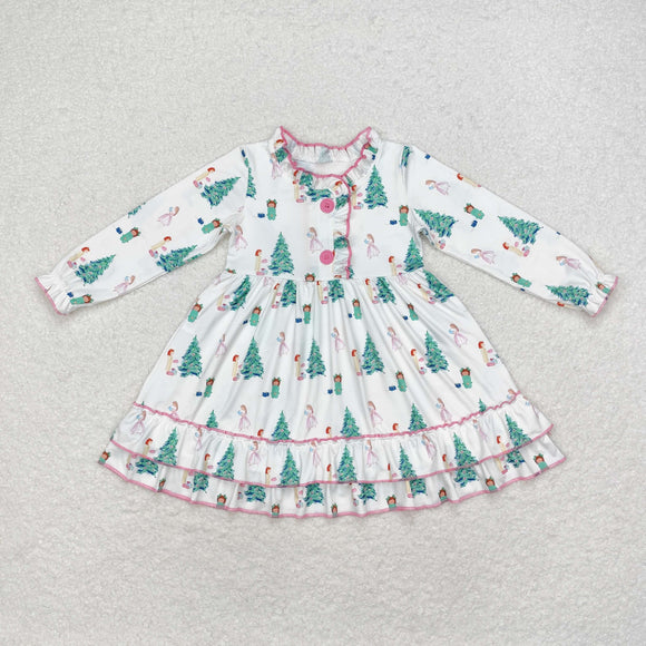 GLD0622  Christmas tree green girls dress