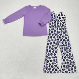 GLP1373 long sleeve top + cow overalls outfits