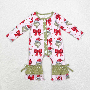 LR1557 long sleeve Christmas cartoon bow romper