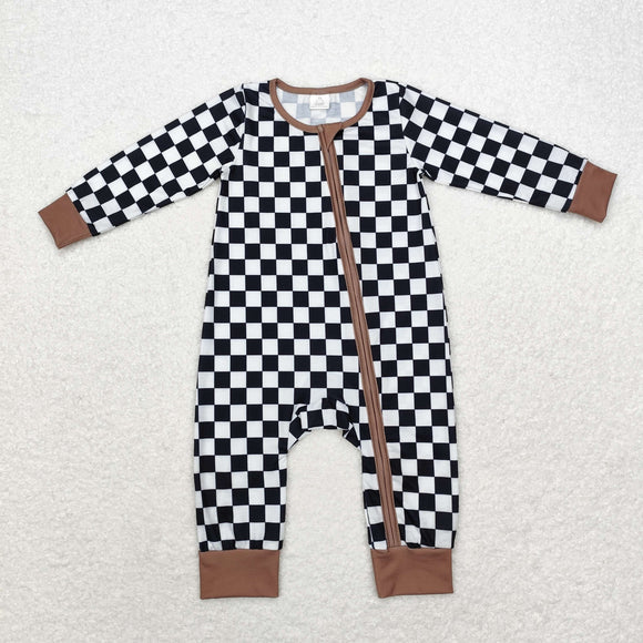 LR1436 Baby boys checked zipper BAMBOO SLEEPER