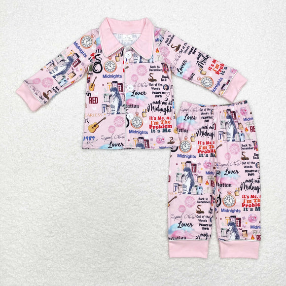 GLP1337  long sleeve singer pink girls pajamas