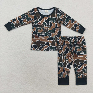 BLP0708 long sleeve  camo  boys bamboo pajamas