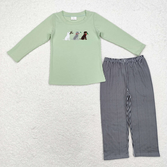 BLP0741 baby Boys green embroidery dog outfits