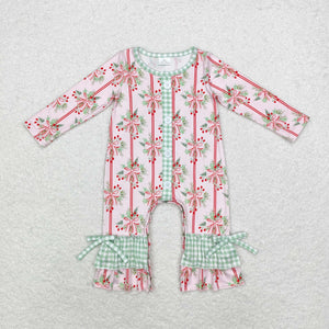 LR1544 long sleeve Christmas floral romper