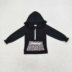 GT0624   Long sleeves  black leopard pullover