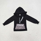 GT0624   Long sleeves  black leopard pullover