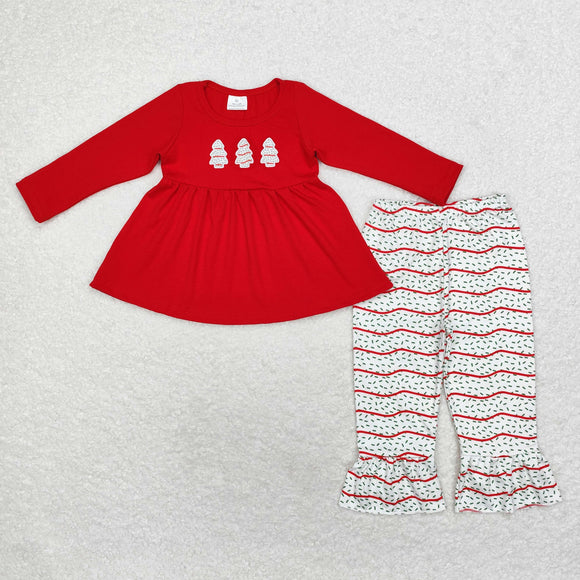 GLP1525 long sleeve Christmas embroidery tree girls outfits