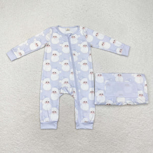 LR1415 long sleeves Christmas Santa blue bamboo sleeper