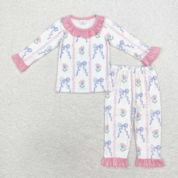 GLP1693  long sleeve Christmas floral bamboo girls pajamas