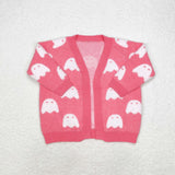 GT0650Long sleeves Halloween ghost pink cardigan