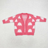 GT0650Long sleeves Halloween ghost pink cardigan