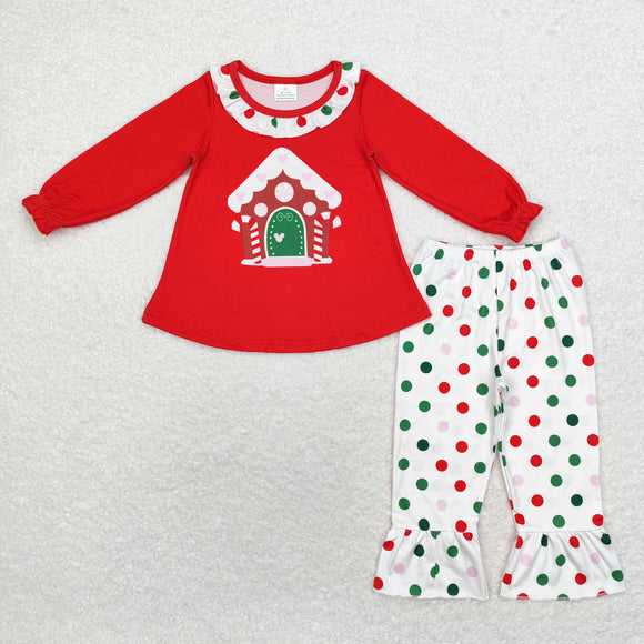 GLP1643  long sleeve Christmas house red  girls clothing