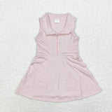 GSD1378 Pink sleeveless yoga dress