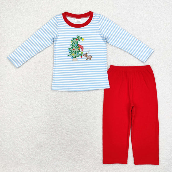 BLP0772  Christmas embroidery tree boy winter set