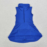 GSD1381  blue sleeveless yoga dress