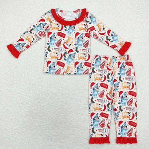 GLP1752 long sleeve Christmas cartoon dog  girls pajamas