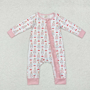 LR1185 Baby girls Christmas bamboo zipper sleeper