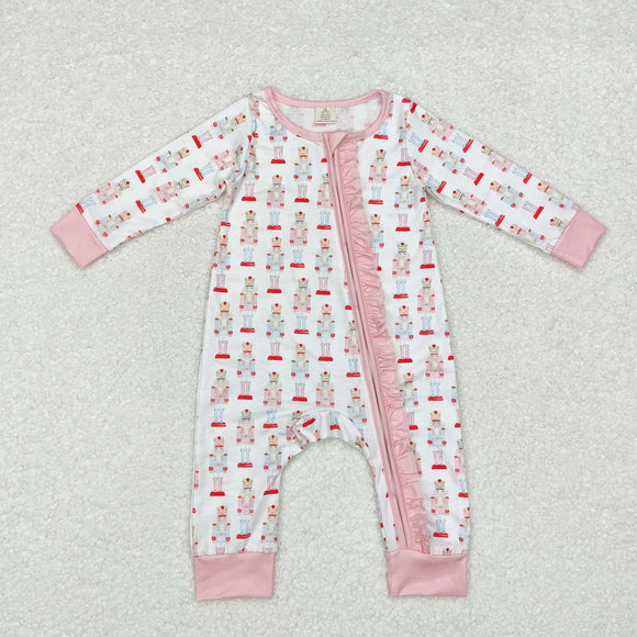 LR1185 Baby girls Christmas bamboo zipper sleeper