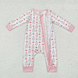 LR1185 Baby girls Christmas bamboo zipper sleeper