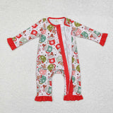 LR1509  long sleeves Christmas gingerbread red bamboo sleeper