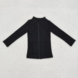 GT0685 long sleeve black yoga zipper coat