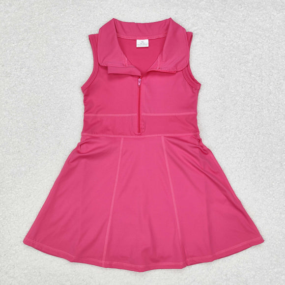 GSD1379  Pink sleeveless yoga dress