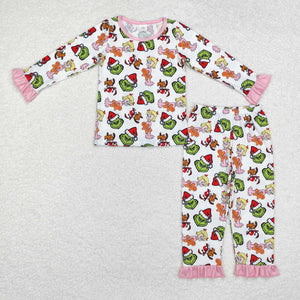 GLP1477 long sleeve Christmas cartoon pink girl bamboo pajamas