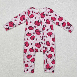 LR1456 long sleeves Halloween pumpkin bamboo pink sleeper