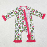 LR1337 long sleeve Christmas bamboo cartoon red sleeper