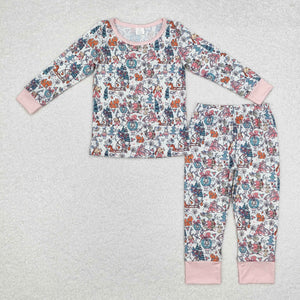 GLP1576 toddler girl clothes cartoon christmas  bamboo pajamas