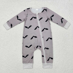 LR1438 Baby boys bats zipper bamboo romper