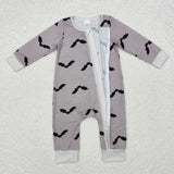 LR1438 Baby boys bats zipper bamboo romper