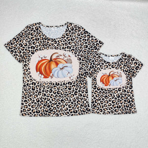 Halloween pumpkin leopard milk silk mom and me top