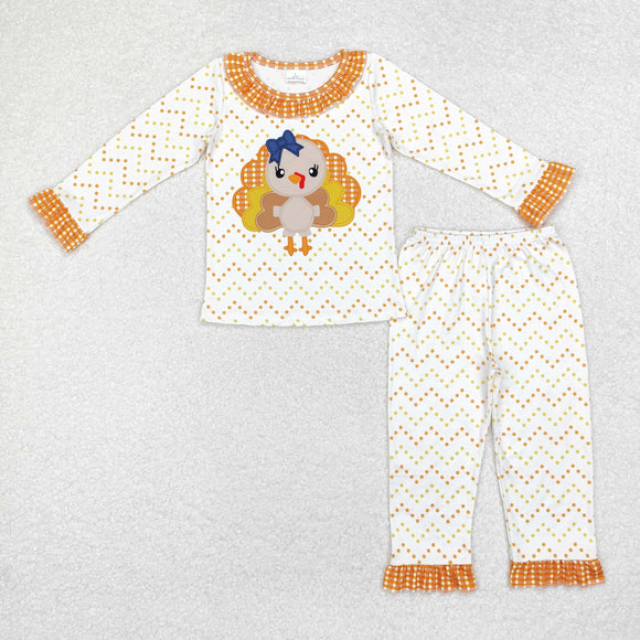 GLP1603 long sleeve Thanksgiving Turkey girls pajamas