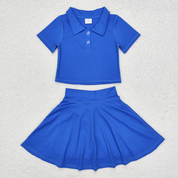 GSD1396 short sleeve blue yoga dress