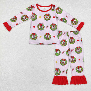 GLP1741   long sleeve Christmas cartoon pink bamboo pajamas