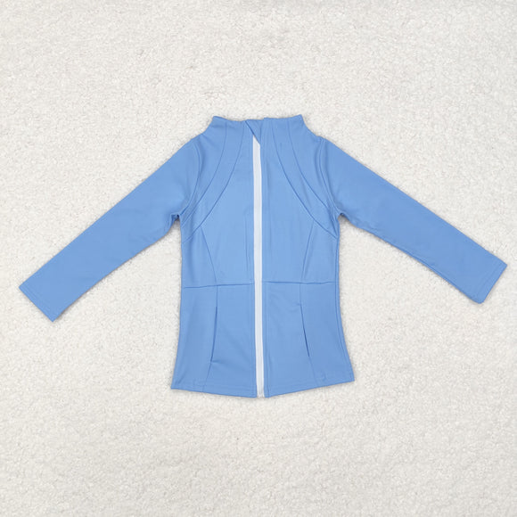 GT0684  long sleeve yoga blue zipper coat