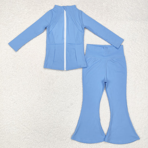 GLP1558  long sleeve blue yoga outfits