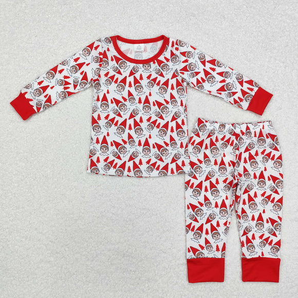 BLP0558  Christmas red cartoon long sleeve bamboo boy pajamas