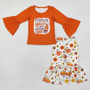 GLP1637 baby girls long sleeve pumpkin outfits