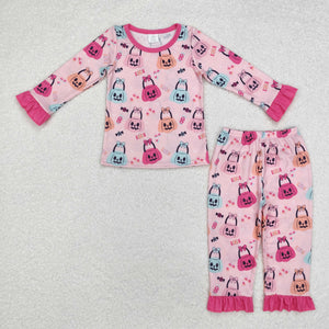 GLP1653 baby girls long sleeve pumpkin bamboo pajamas