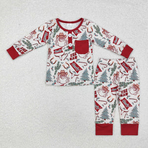 BLP0620 long sleeve Christmas western Santa bamboo boy pajamas