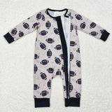 LR1435 Baby boys football bamboo zipper romper