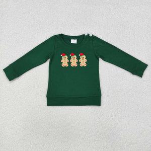 BT0817 Boys embroidery gingerbread long sleeves Top