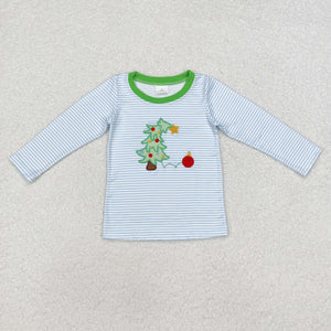 BT0809 embroidery christmas tree boy T-shirt