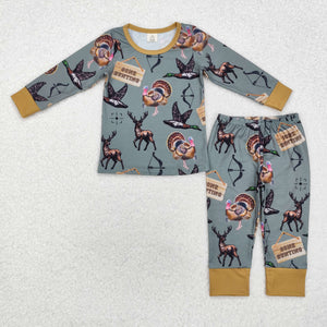 BLP0819  long sleeve hunting maooard duck bamboo pajamas