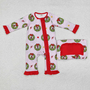 LR1664  long sleeve Christmas cartoon pink bamboo sleeper