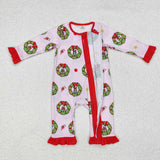 LR1664  long sleeve Christmas cartoon pink bamboo sleeper