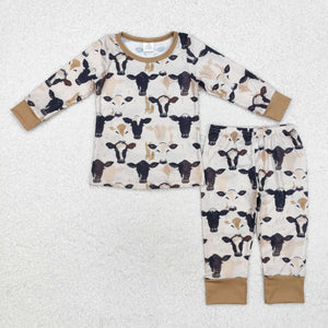 BLP0860 toddler boy clothes cow boy winter bamboo pajamas set