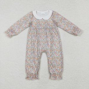 LR1238--long sleeve spring floral baby girls romper